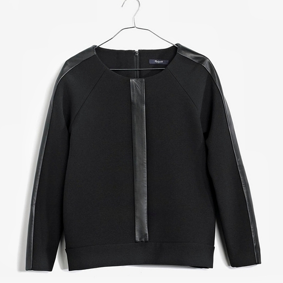 Madewell | Leather Insert Sweatshirt M - Picture 2 of 14